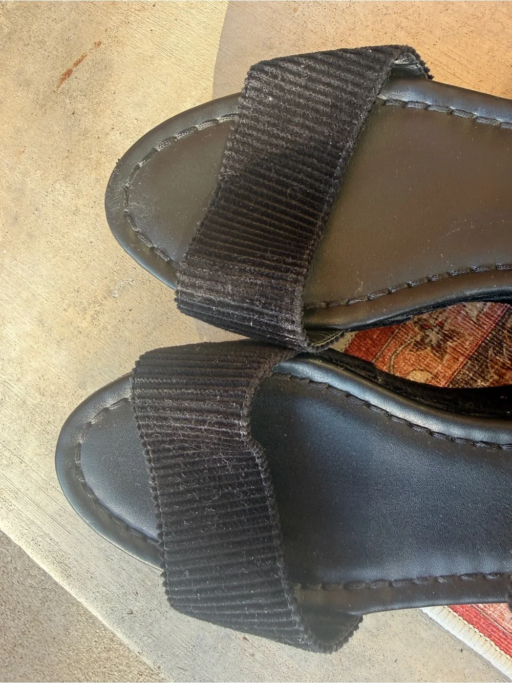American Eagle Outfitters Black Corduroy Platform Sandals